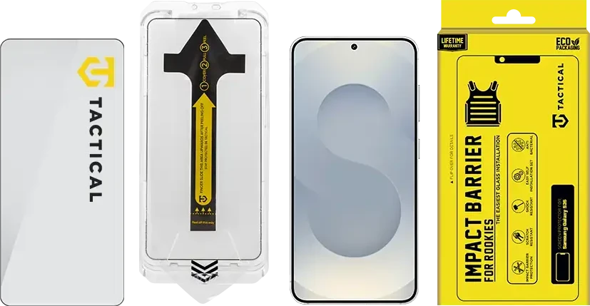 Tactical „Impact Barrier for Rookies“ grūdintas stiklas telefonui „Samsung Galaxy S26“ (S942) su aplikatoriumi