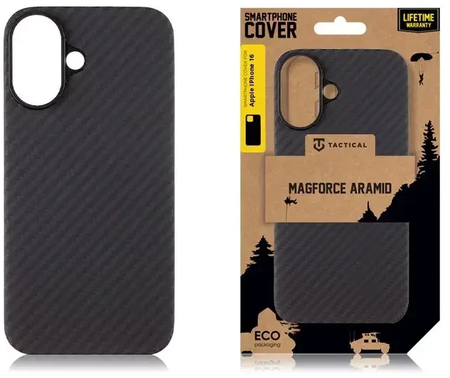 Dėklas Tactical MagForce aramidinis dangtelis, skirtas Apple iPhone 16, juodas