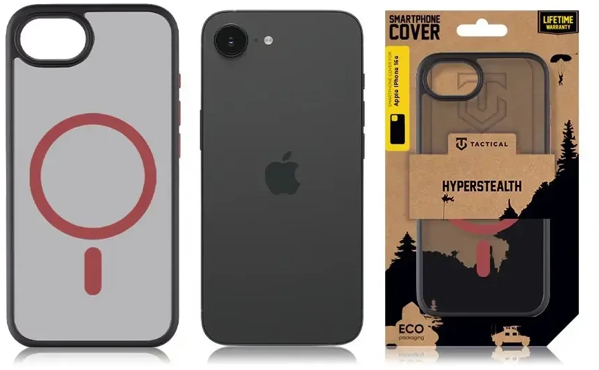 Tactical Taktinis „MagForce Hyperstealth 2.0“ telefono dėklas, skirtas „iPhone 16e“, juodas, raudonas