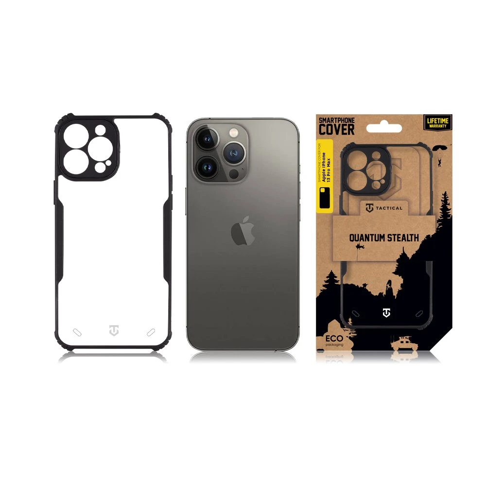 Dėklas Tactical Quantum Stealth dangtelis, skirtas Apple iPhone 13 Pro Max Skaidrus/juodas
