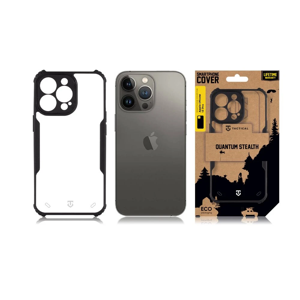 Dėklas Tactical Quantum Stealth dangtelis, skirtas Apple iPhone 13 Pro skaidrus/juodas