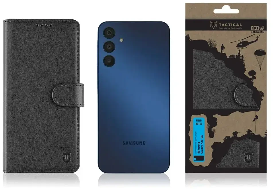 Dėklas Tactical Taktinės lauko pastabos, skirtos Samsung Galaxy A15 5G Juodas
