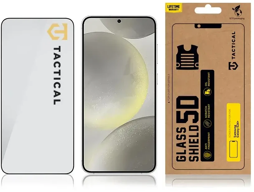 Tactical Apsauginis stiklas Shield 5D skirtas Samsung Galaxy S24+/S25+ juodos spalvos