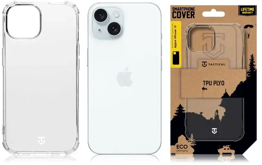 Dėklas Tactical TPU Plyo dangtelis, skirtas Apple iPhone 15 Skaidrus