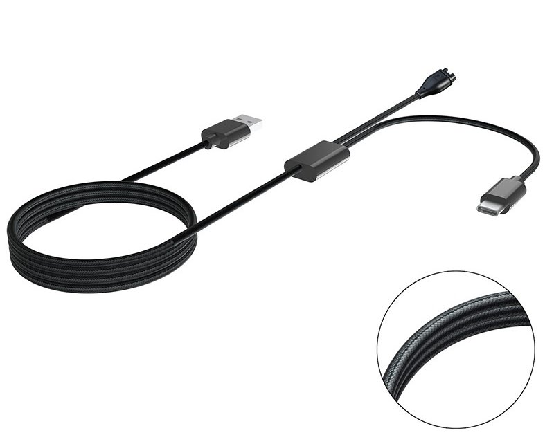 Tactical USB įkrovimo ir duomenų kabelis 2in1 Garmin Fenix 7 + USB-C