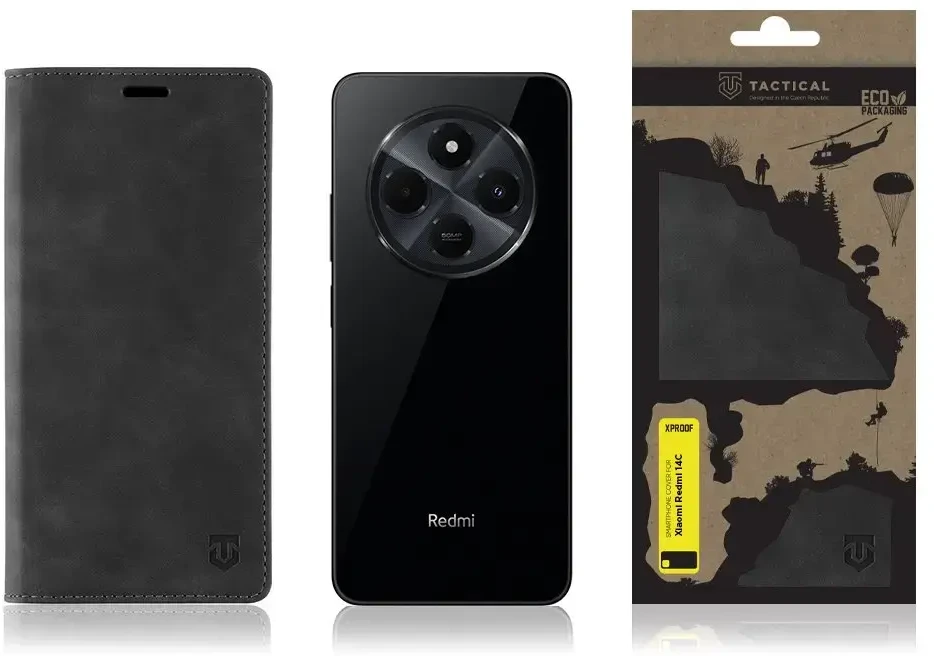 Dėklas Tactical Xproof, skirtas Xiaomi Redmi 14C 4G/A4 5G/Poco C75, juodas vanagas