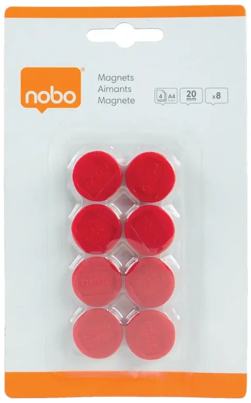 Esselte Magnetai Nobo, 20 mm, 8 vnt., raudona sp.