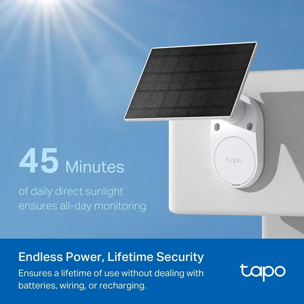 TP-LINK | Saulės energija varoma apsaugos kamerų rinkinys | Tapo C410 rinkinys | Kulka | 3 MP | 3.17mm/F1.65 | IP65 | H.264 | „MicroSD“ kortelė, iki 512 GB