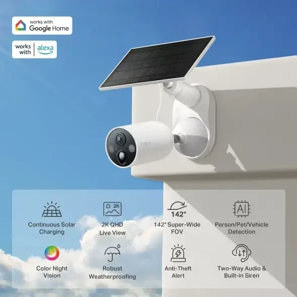 TP-Link Tapo saulės energija varomų apsaugos kamerų rinkinys 1 × C425, 1 × A201