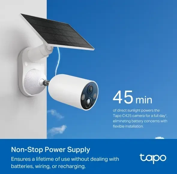 TP-Link Tapo saulės energija varomų apsaugos kamerų rinkinys 1 × C425, 1 × A201