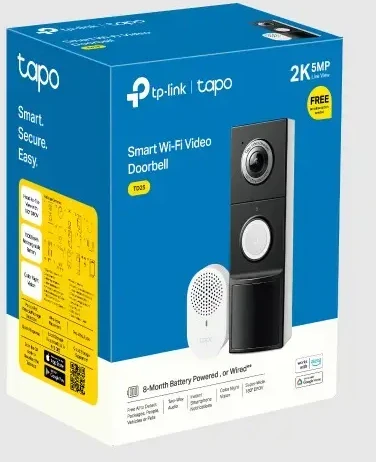 TP-LINK | Video Doorbell Camera | Tapo D235 | 5 MP | 1.18mm/F1.8 | IP66 | H.264 | Micro SD, Max. 512