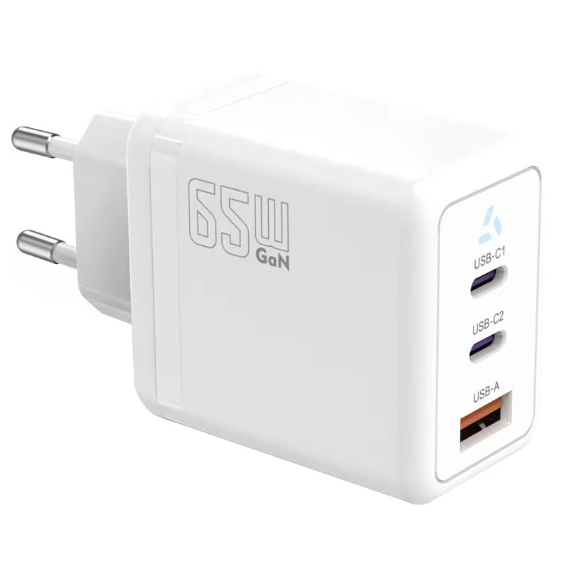 TB Įkroviklis jungiama į tinklą 2x USB C + USB A Power Delivery balta, GaN 65W