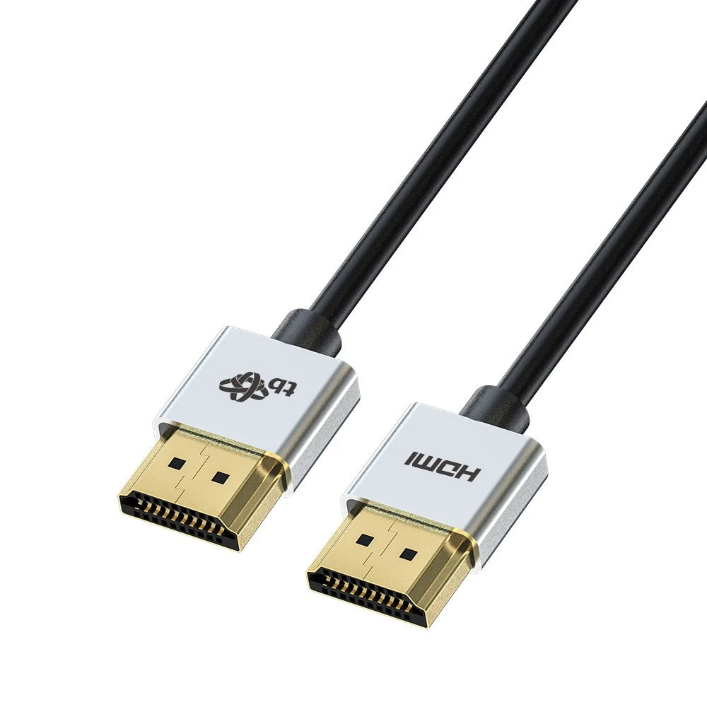 HDMI kabelis su auksinėmis jungtimis ir metaliniais antgaliais