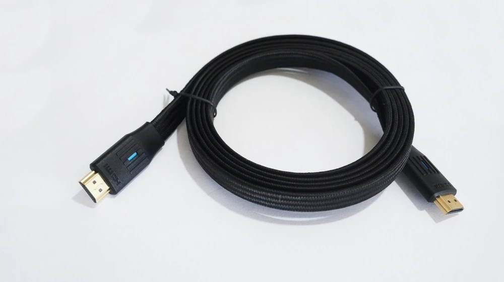 Plokščias HDMI v 2.1 laidas, 2m, juodos spalvos