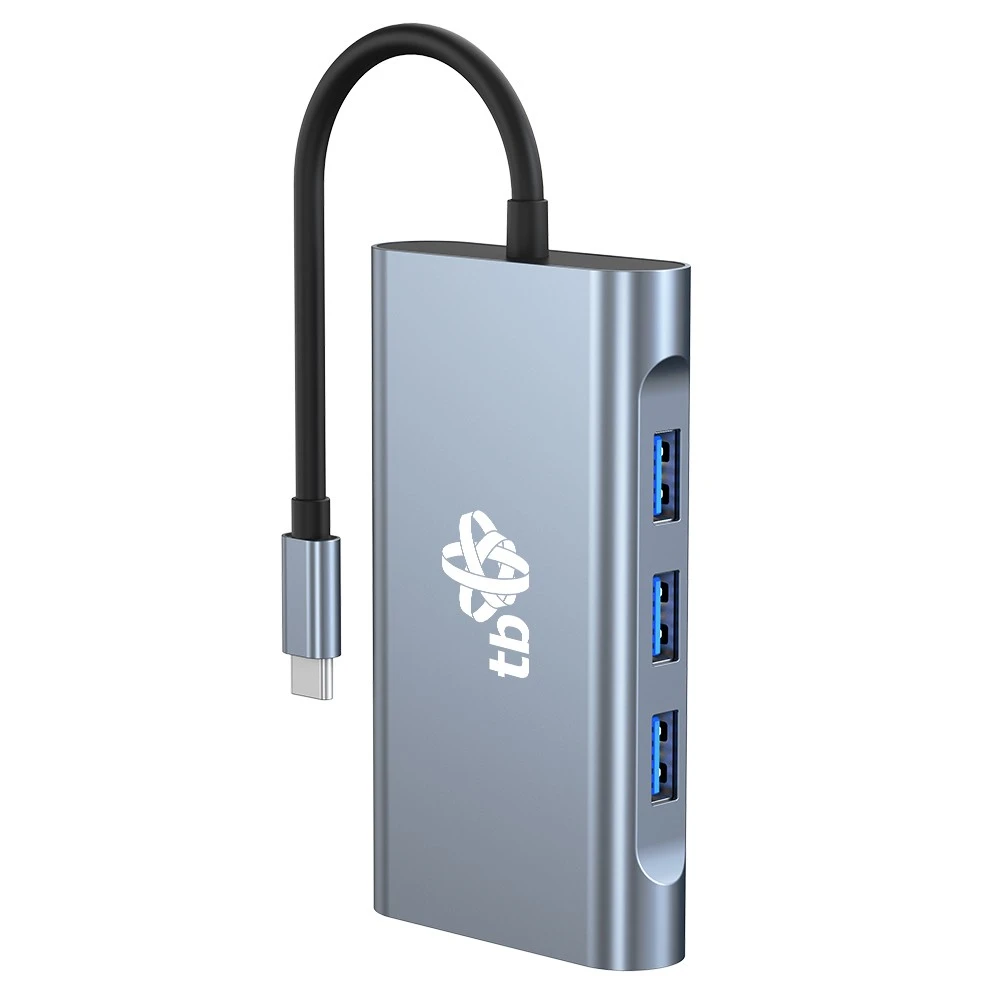 TB USB C šakotuvo adapteris 8w1 HDMIx2 USB VGA RJ45 PD