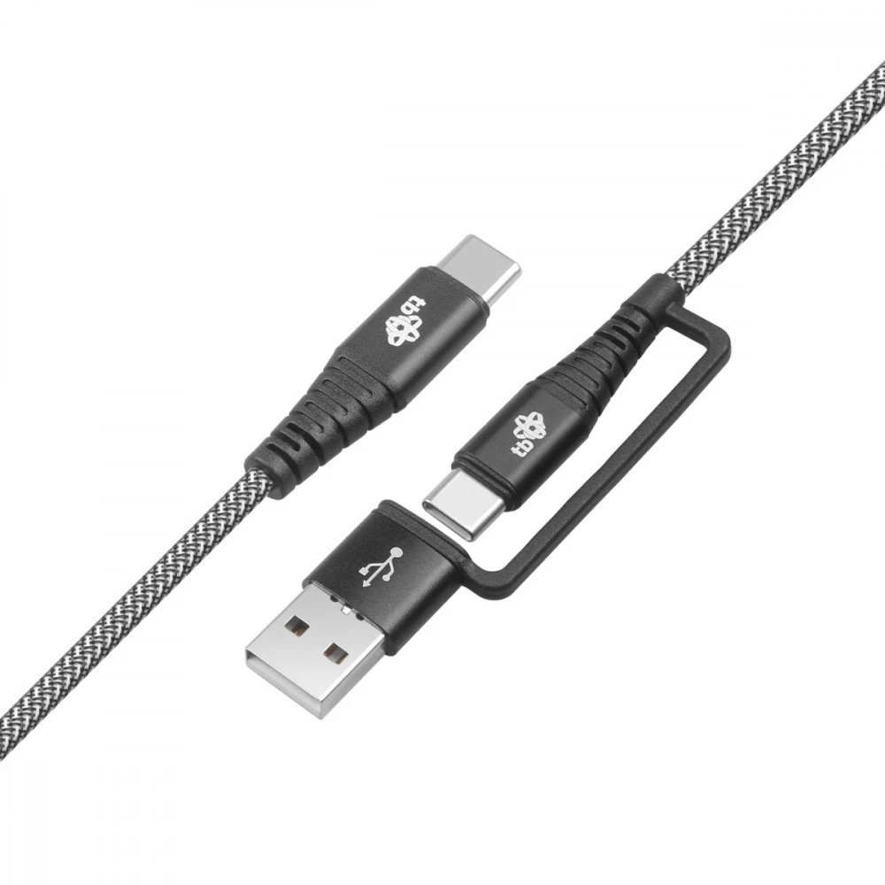 USB kabelis TB USB-A + USB-C - USB-C 1,2 m juodas (AKTBXKUCTOA120B)
