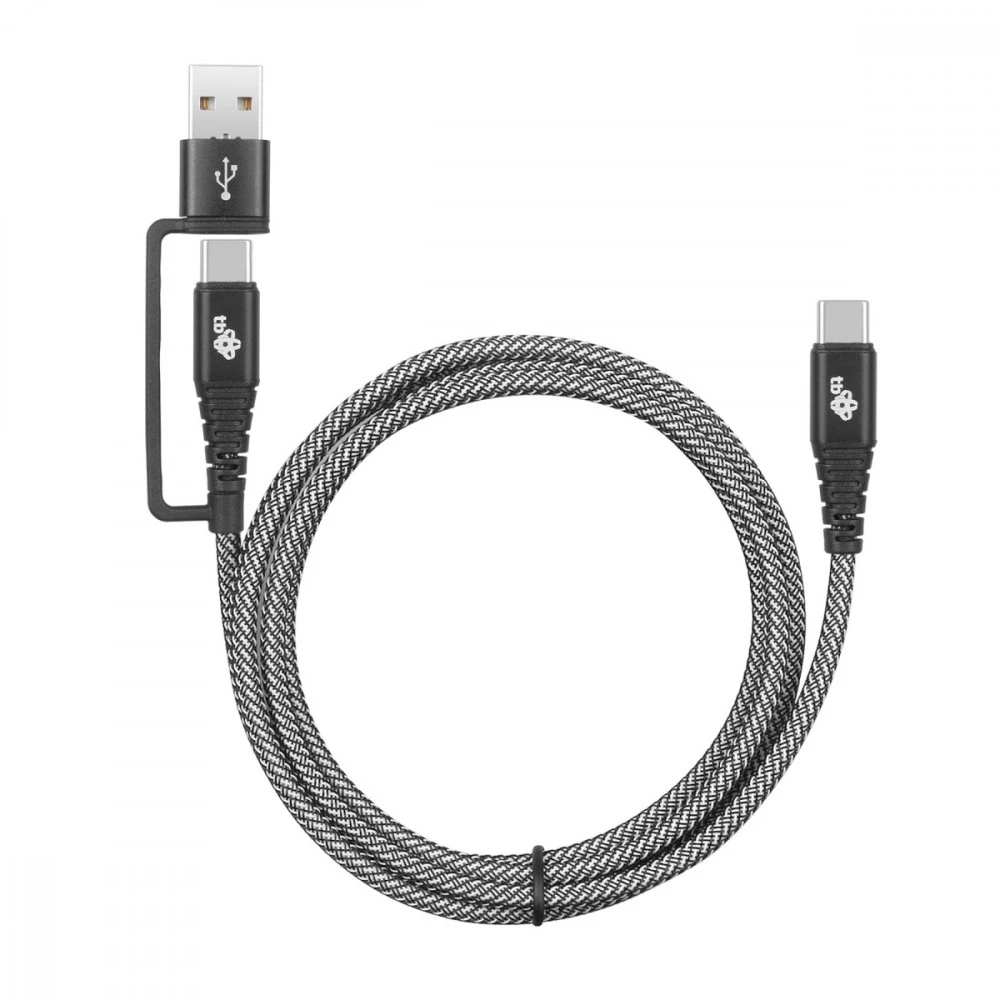 USB kabelis TB USB-A + USB-C - USB-C 1,2 m juodas (AKTBXKUCTOA120B)