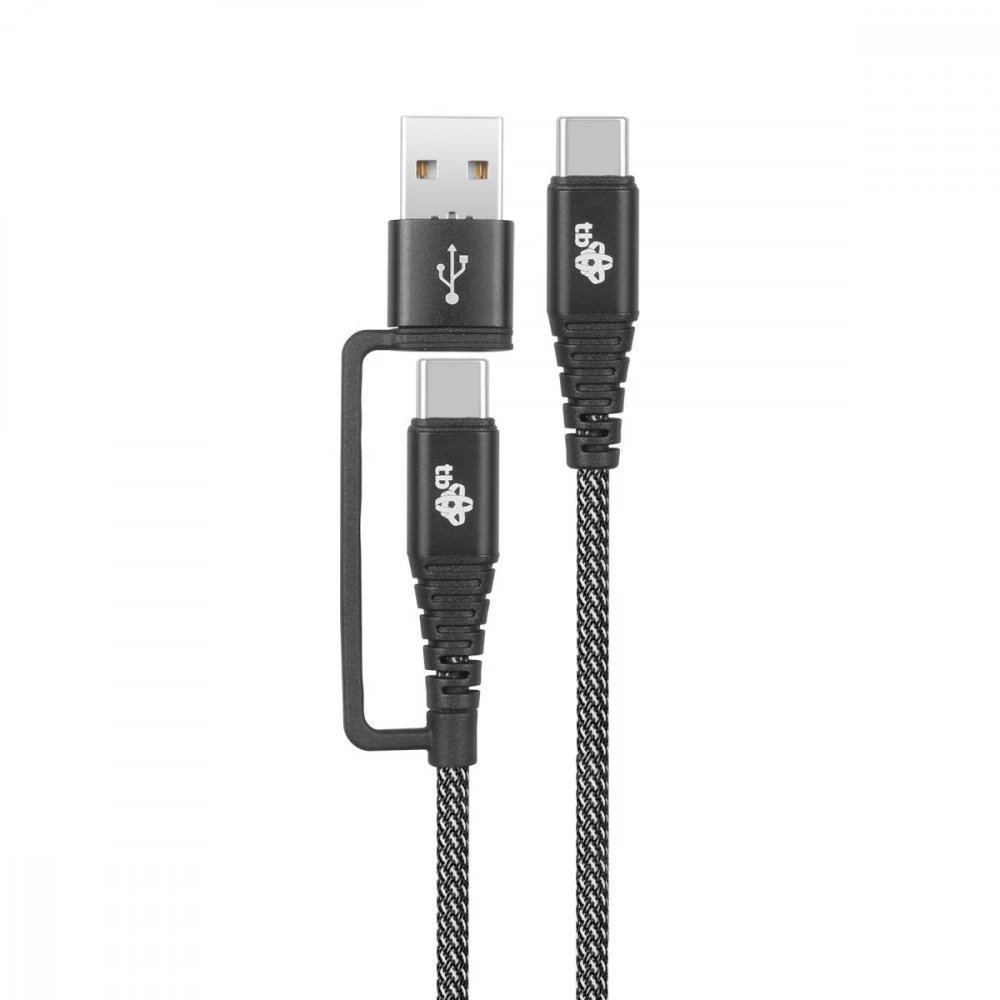 USB kabelis TB USB-A + USB-C - USB-C 1,2 m juodas (AKTBXKUCTOA120B)