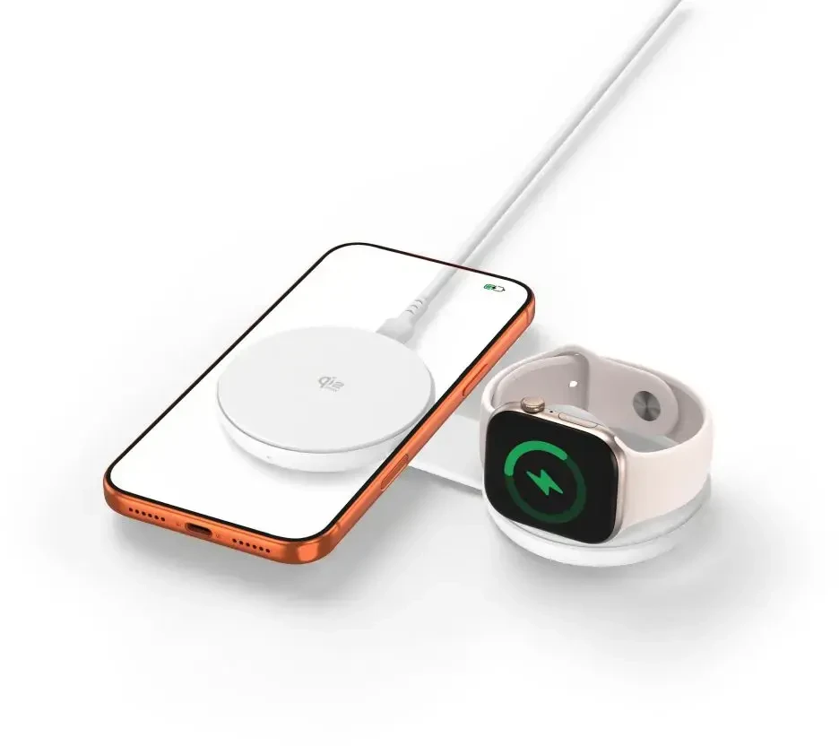 Tech-Protect A55 2IN1 MAGNETINIS MagSafe BELAIDIS ĮKROVIKLIS 25W QI2.2 Baltas