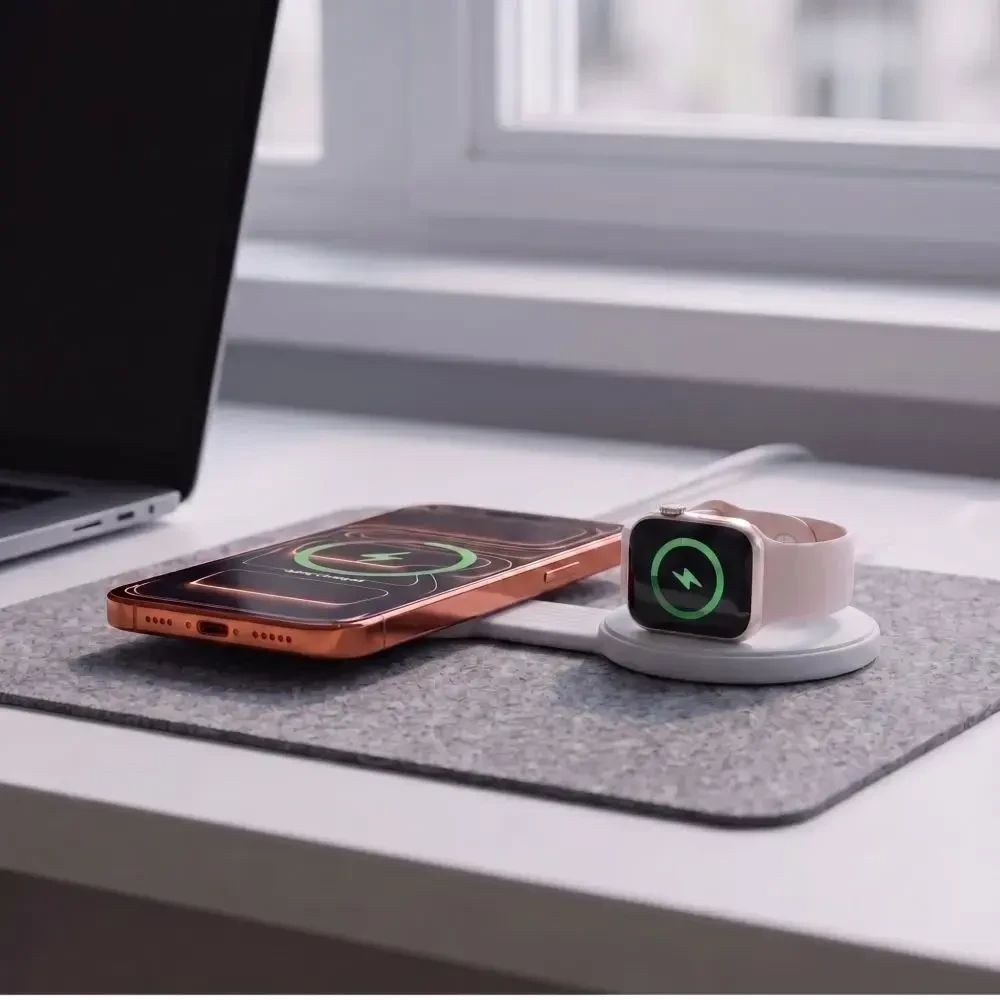 Tech-Protect A55 2IN1 MAGNETINIS MagSafe BELAIDIS ĮKROVIKLIS 25W QI2.2 Baltas