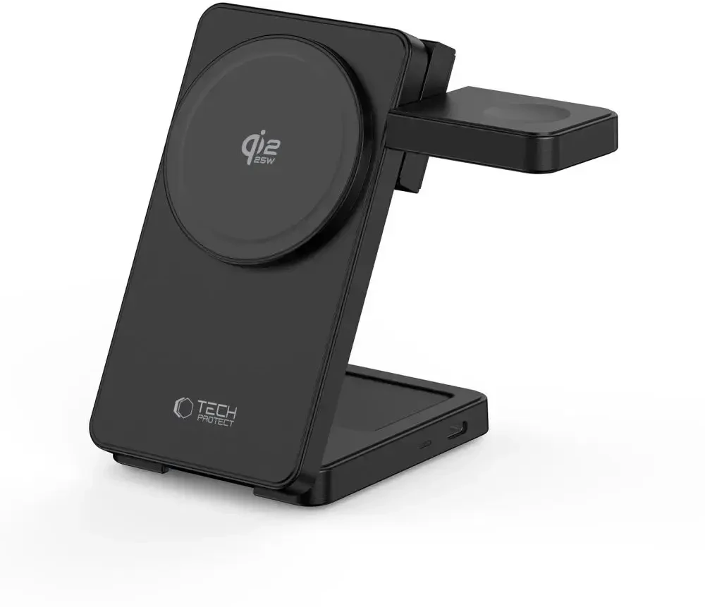 TECH-PROTECT A56 3IN1 MAGNETINIS MagSafe BELAIDIS ĮKROVIKLIS 25W QI2.2 Juodas