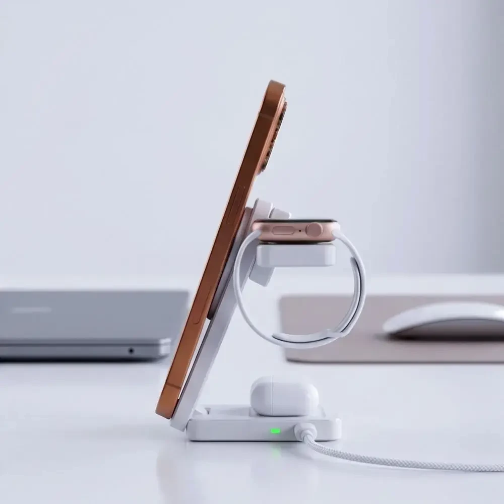 Tech-Protect A56 3IN1 MAGNETINIS MagSafe BELAIDIS ĮKROVIKLIS 25W QI2.2 Baltas