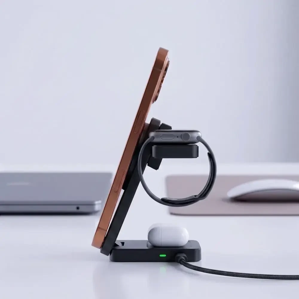TECH-PROTECT A56 3IN1 MAGNETINIS MagSafe BELAIDIS ĮKROVIKLIS 25W QI2.2 Juodas