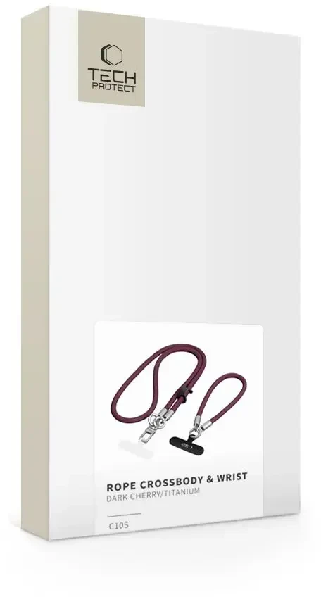4kom.pl Smycz Tech-Protect C10S Rope Crossbody & Wrist Burgundy/titanium (THP6093)