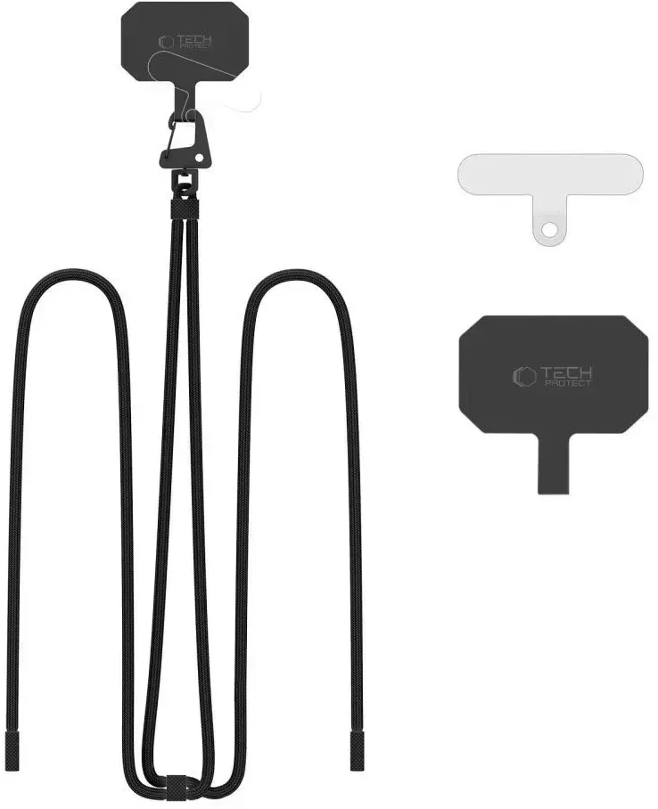 Dirželis telefonui Tech-Protect C5S Rope Crossbody Strap Leash – juodos spalvos