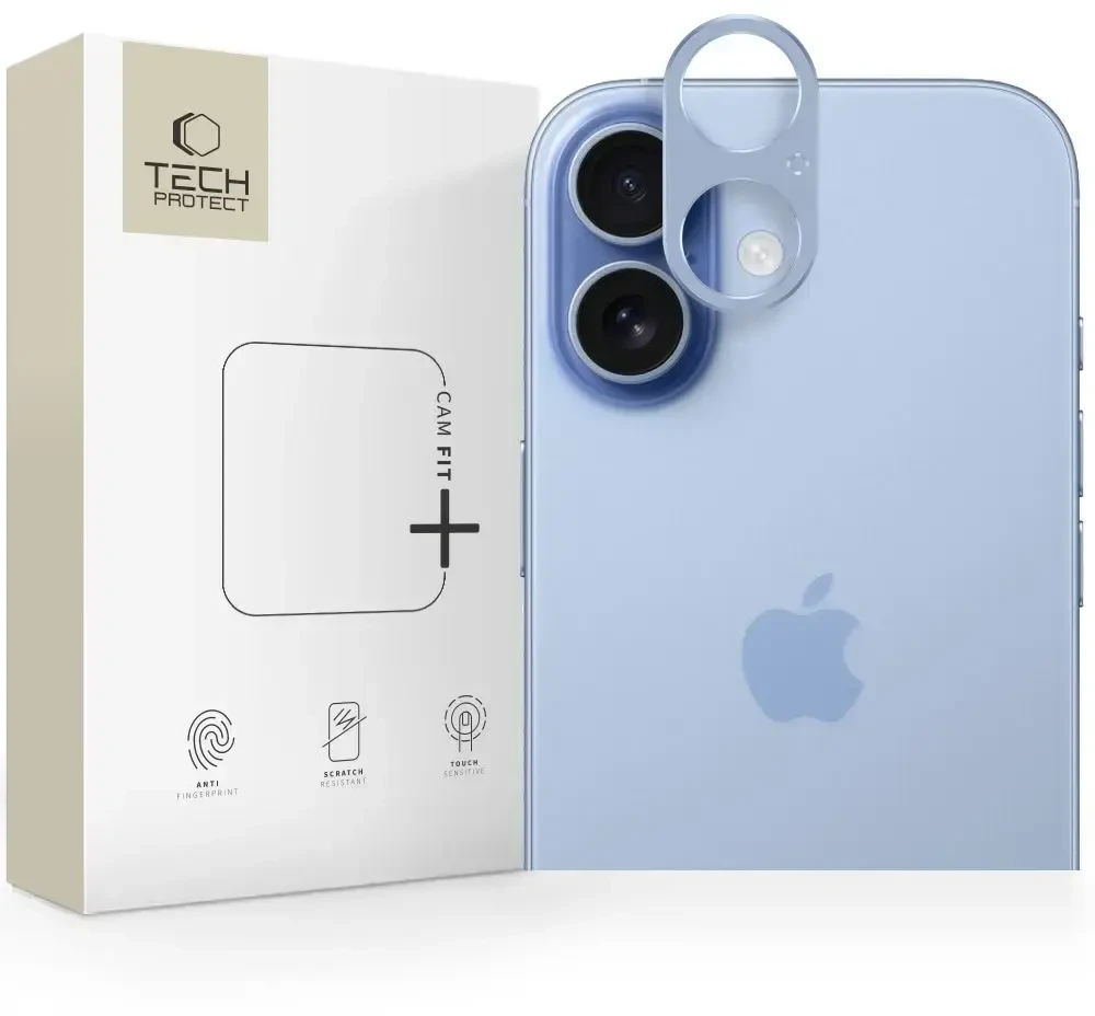 „Tech-Protect Camalloy Fit+“ kameros stiklas, skirtas „iPhone 17“ - Mėlyna