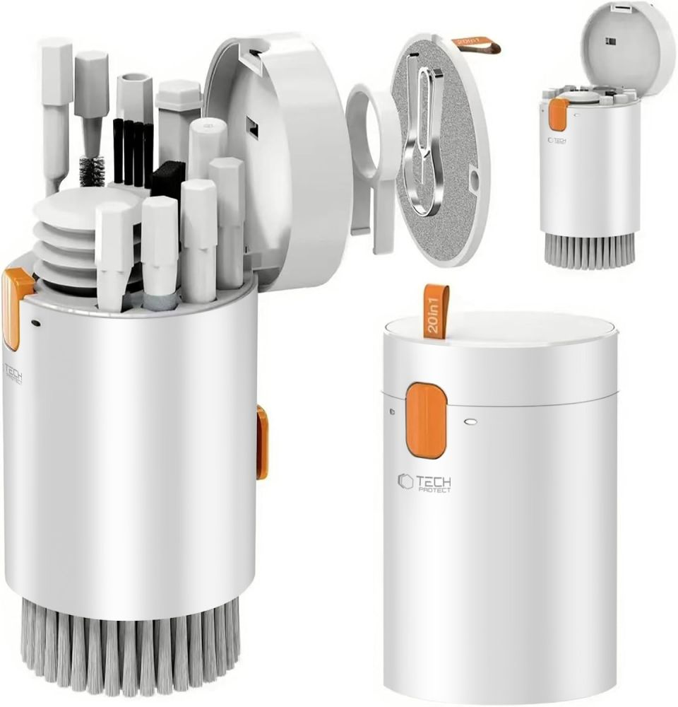 Valiklis Tech-Protect 20-in-1 Multifunctional Cleaning Kit for Phone, Planšetė, Nešiojamas kompiuteris, and Headphones - Baltas