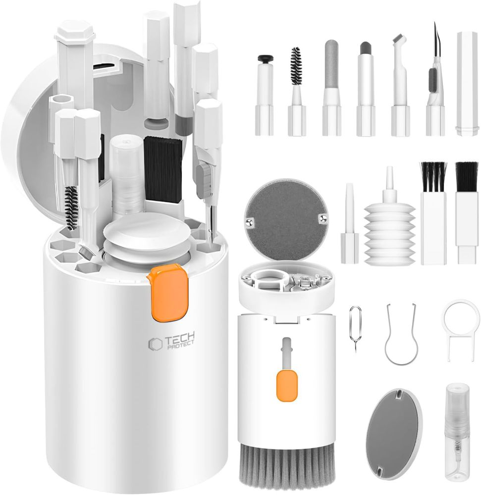 Valiklis Tech-Protect 20-in-1 Multifunctional Cleaning Kit for Phone, Planšetė, Nešiojamas kompiuteris, and Headphones - Baltas