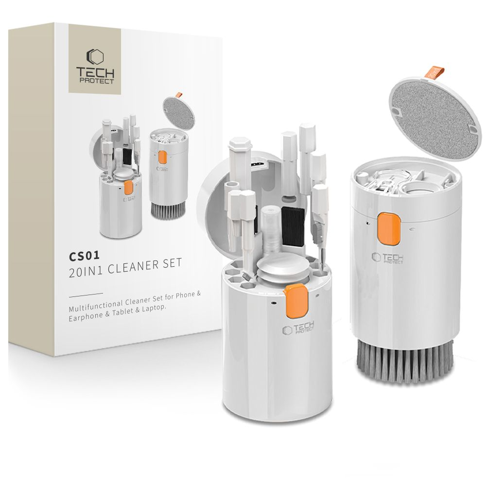 Valiklis Tech-Protect 20-in-1 Multifunctional Cleaning Kit for Phone, Planšetė, Nešiojamas kompiuteris, and Headphones - Baltas