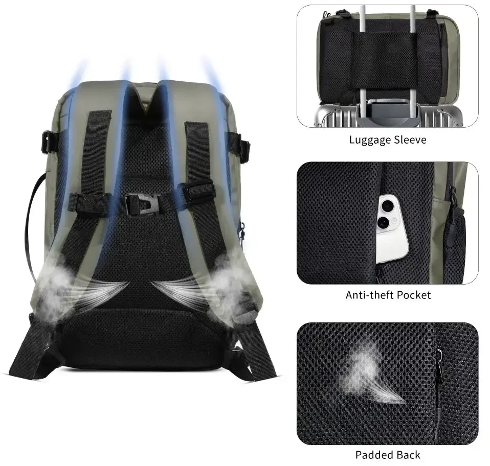 Tech-Protect Defender S50 Backpack for Ryanair & Wizzar, 20L Nešiojamas kompiuteris - Olive