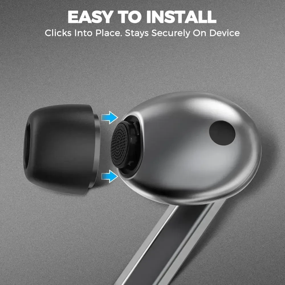 Ausinės „Tech-Protect“ ausų antgaliai, skirti „Samsung Galaxy Buds 3 Pro“, S / M / L dydžių – juodas (3 vnt.)