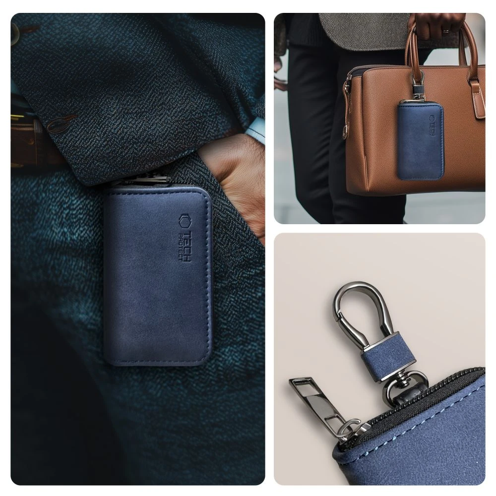 KLATKA FARADAYA TECH-PROTECT KLR300 POUCH KEYLESS RFID SIGNAL BLOCKER CASE NAVY Mėlynas
