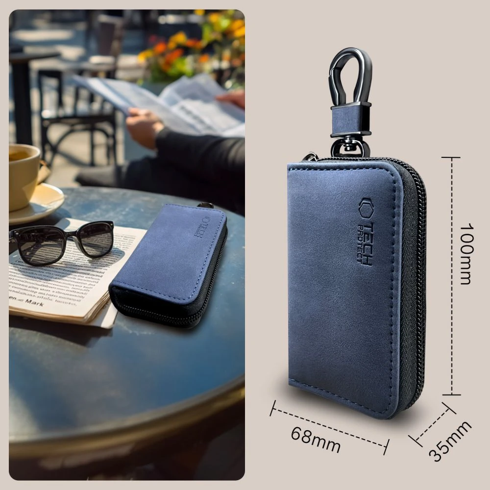 KLATKA FARADAYA TECH-PROTECT KLR300 POUCH KEYLESS RFID SIGNAL BLOCKER CASE NAVY Mėlynas