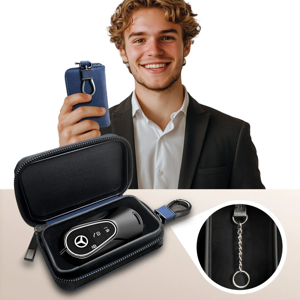 KLATKA FARADAYA TECH-PROTECT KLR300 POUCH KEYLESS RFID SIGNAL BLOCKER CASE NAVY Mėlynas