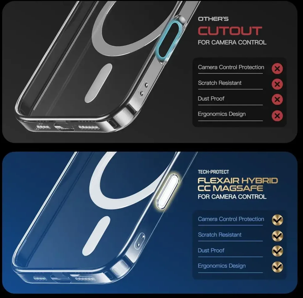 Dėklas Apple iPhone 16 Pro Tech-Protect FlexAir Hybrid CC MagSafe Fire Screen ekranas