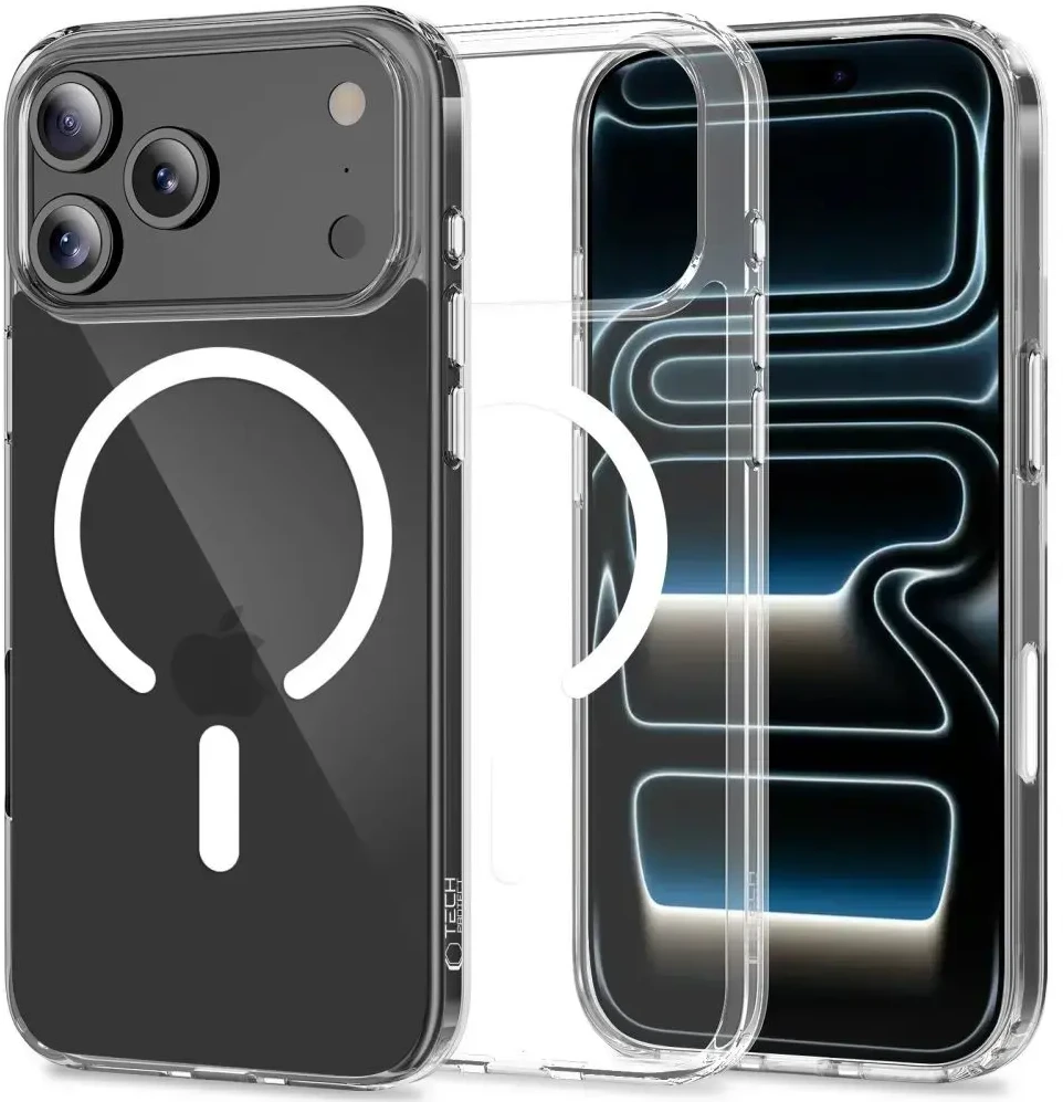 „Tech-Protect Flexair Hybrid CC MagSafe“ dėklas, skirtas „iPhone 17 Pro“ – skaidrus