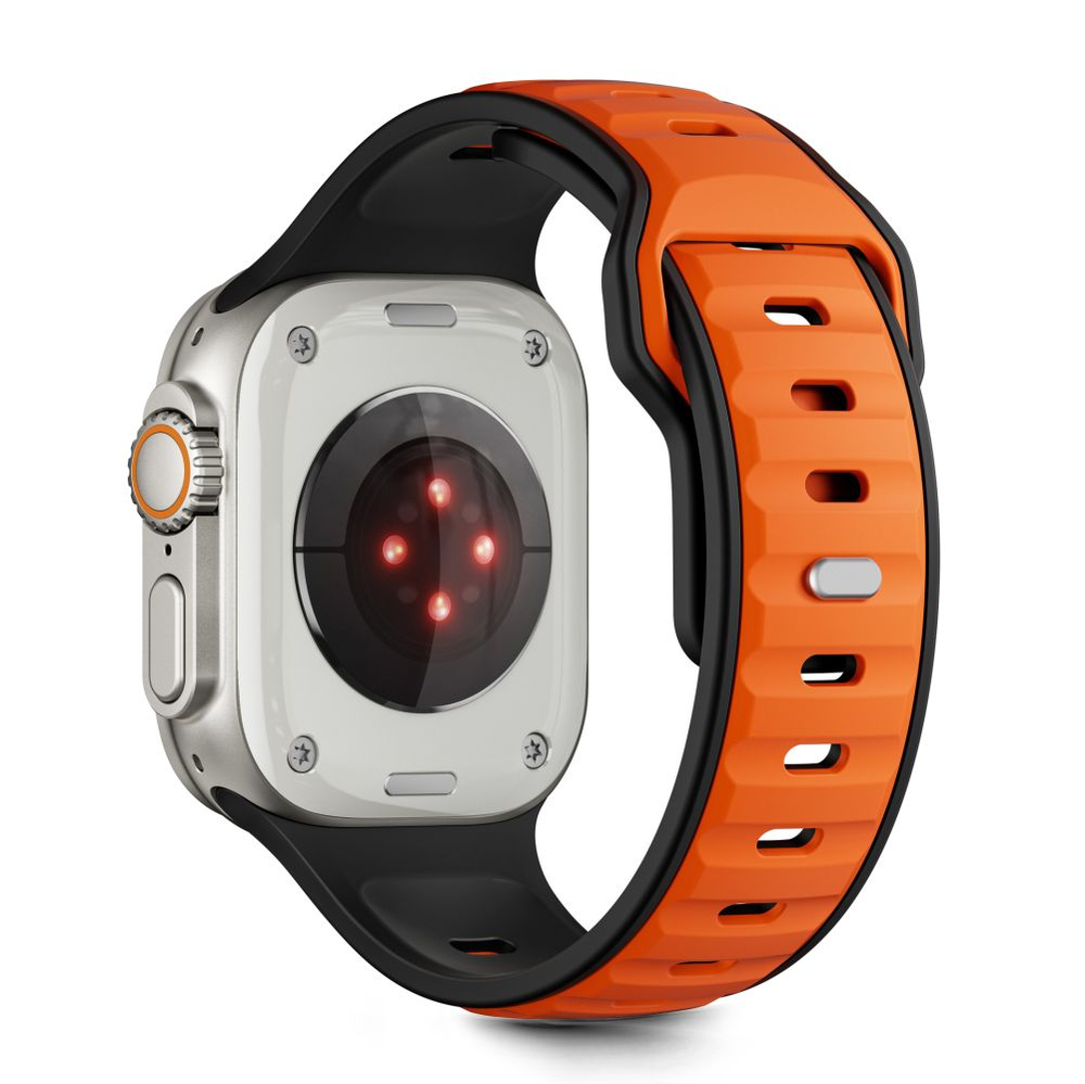 Tech-Protect IconBir Line apyrankė skirta Apple Watch 44 / 45 / 46 / 49 mm – juodos spalvos ir oranžinės spalvos