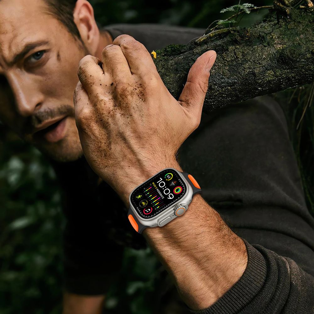 Tech-Protect IconBir Line apyrankė skirta Apple Watch 44 / 45 / 46 / 49 mm – pilkos spalvos-oranžinės spalvos