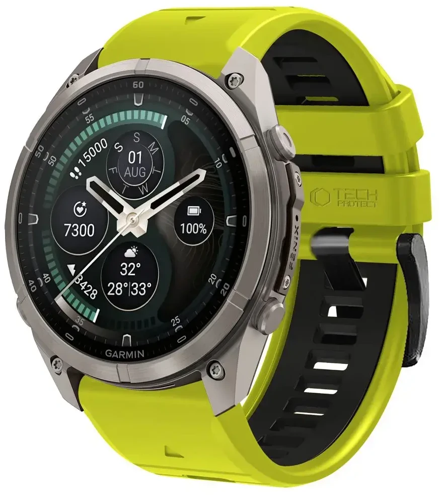 TECH-PROTECT ICONBAND PRO GARMIN FENIX 5X / 5X PLUS / 6X / 6X PRO / 7X / 8 / 8 PRO / 9 / 9 PRO (51 MM) LIME/Juodas