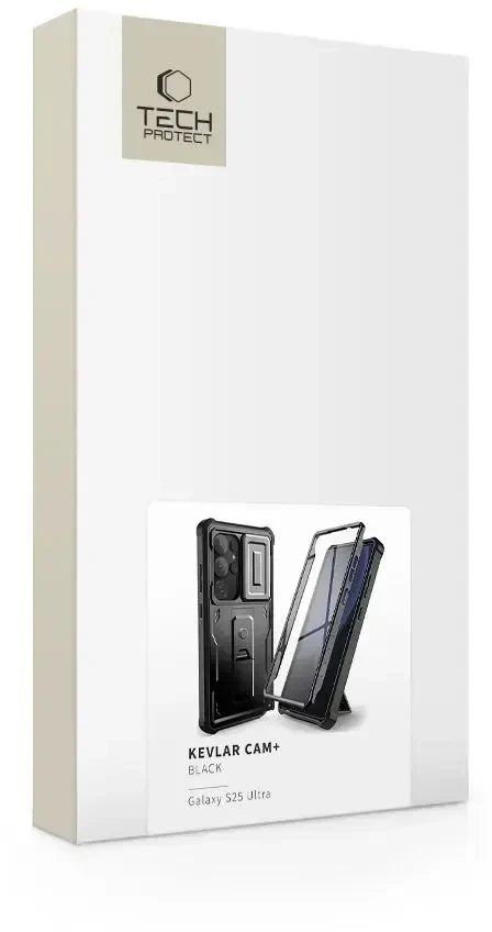 Tech-Protect Kevlar Cam+ telefono dėklas Samsung Galaxy S25 Ultra (S938) juodas
