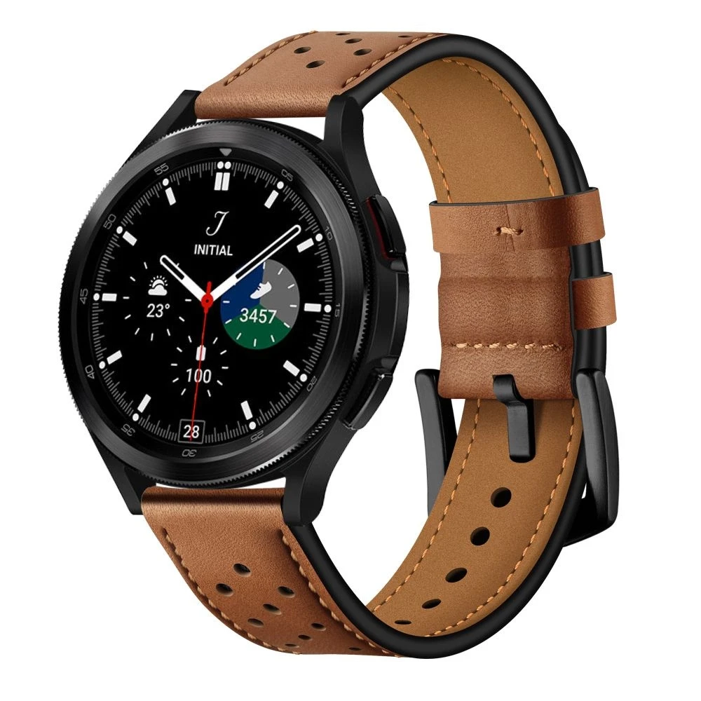 Tech Protect Išmaniojo laikrodžio Samsung Galaxy 4 odinis dirželis, Rudos spalvos, 40/42/44/46m