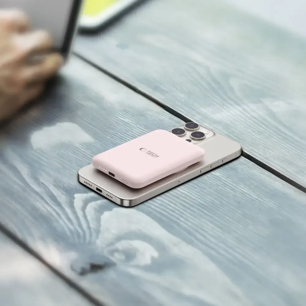 Tech-Protect PB10 LifeMag MagSafe powerbank 5000MAH rožinės spalvos
