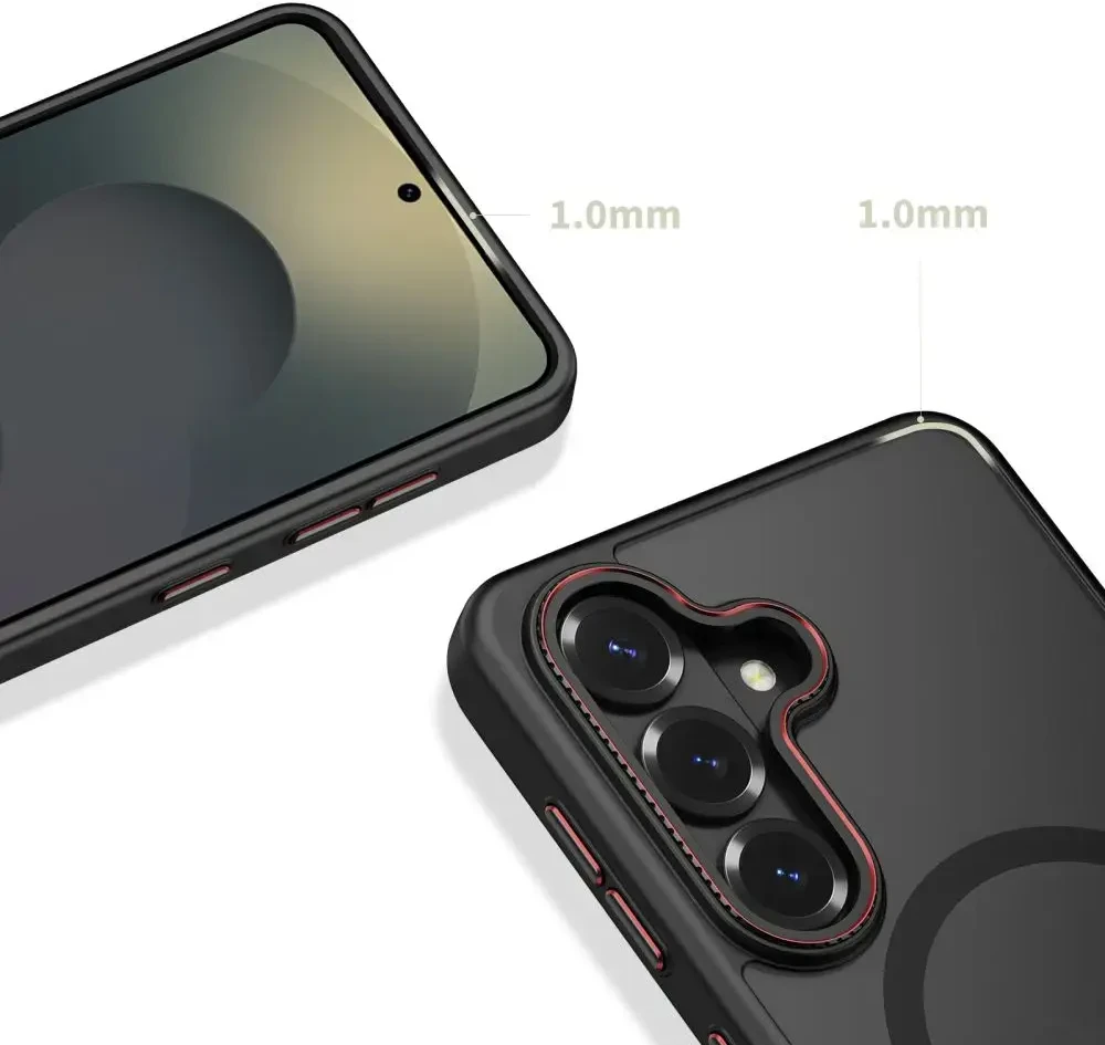 Dėklas Tech-Protect MagCam MagSafe Samsung Galaxy S26+ Plus Matte juodos spalvos/raudonos spalvos