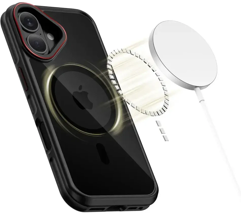„Tech-Protect MagHybrid MagSafe“ dėklas, skirtas „iPhone 17“ – Juodas ir Raudona