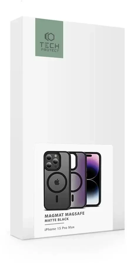 Tech-Protect MagMat MagSafe Apple iPhone 15 Pro Max – matte dėklas telefonui juodos spalvos