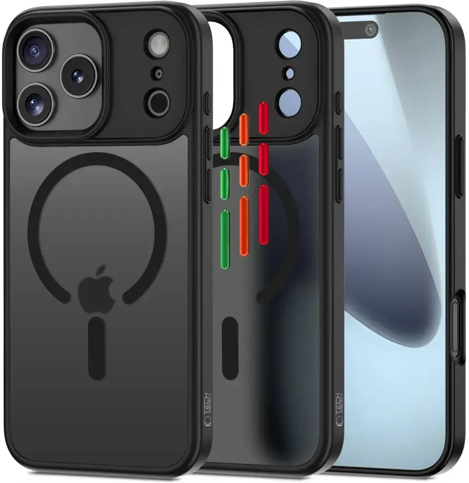 Tech-Protect MagMat XT 4-set MagSafe dėklas skirtas Apple iPhone 17 Pro Max – matinis juodos spalvos